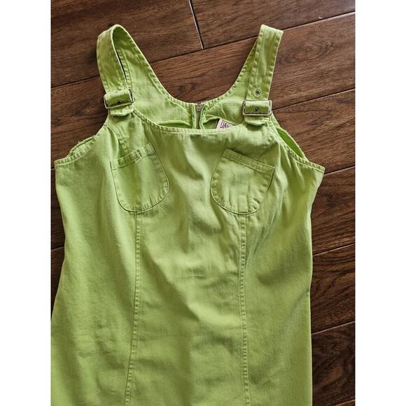 Dare To Dress Vintage Lime Green Shift Dress Size 9 Y2K Made in USA - Picture 9 of 15